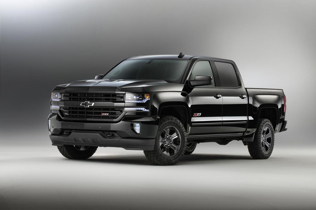 Chevrolet Midnight Edition with black off road rims and tires