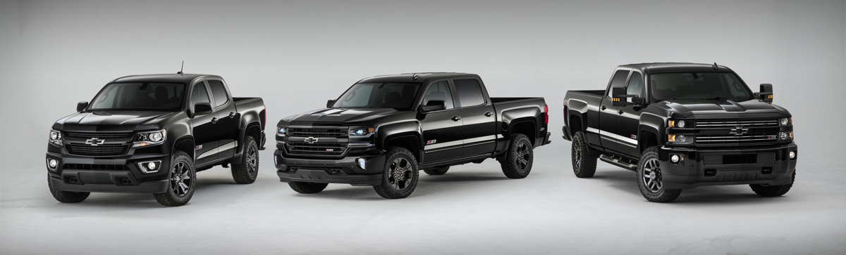 Chevrolet Midnight Edition with black off road rims and tires