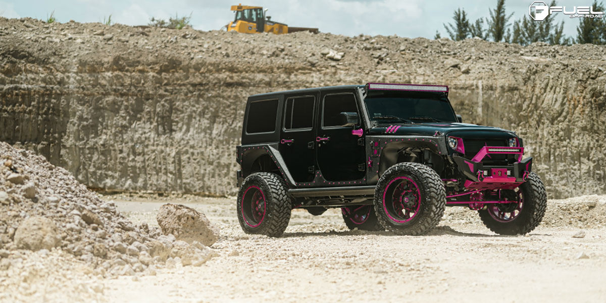 This Jeep Wrangler with Pink Fuel Wheels is Manly