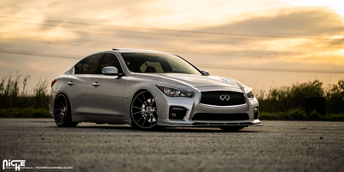 Infiniti Q50 Red Sport Niche Vicenza - M153 Wheels. 